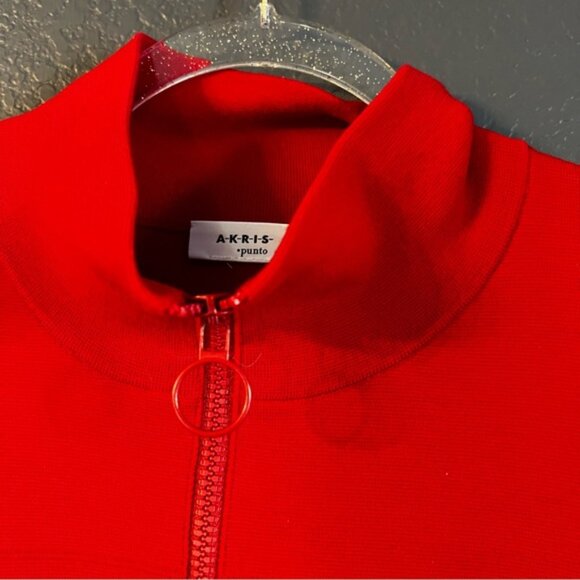 AKRIS Punto red maroon zip up sweater jacket size 16 - Picture 2 of 6